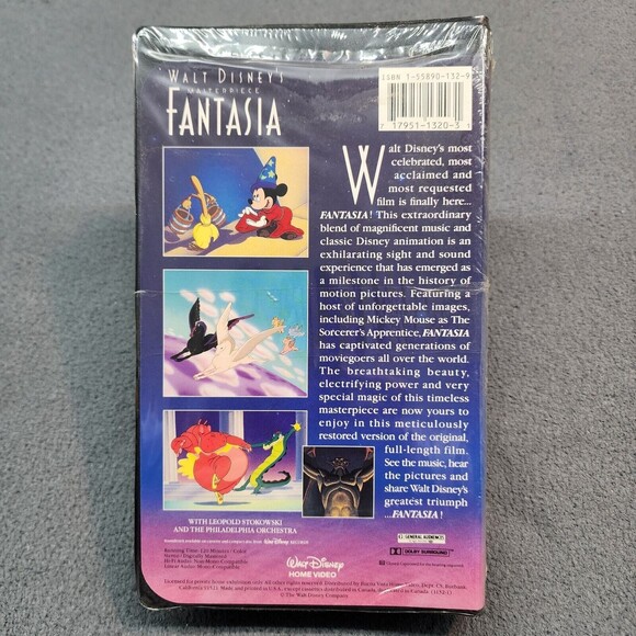 NEW & SEALED Walt Disney's Masterpiece Fantasia VHS Tape 1991 - Picture 2 of 5